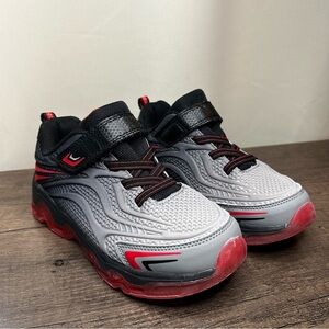 Athletic Works Kids' Gray Red and Black Sneakers Size 2